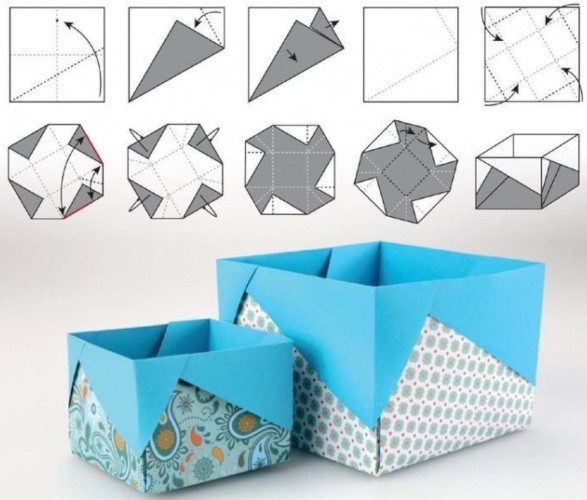 DIY-Bonbonschachtel aus Pappe und Papier. Schemata