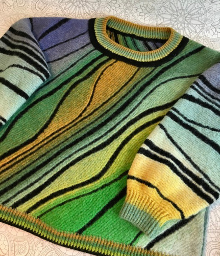 Stricken im Swing-Stil mit Stricknadeln. Swing-Strickmuster und Beschreibung