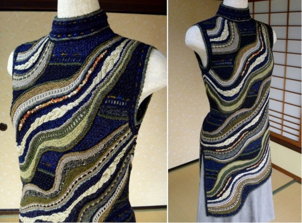 Stricken im Swing-Stil mit Stricknadeln. Swing-Strickmuster und Beschreibung