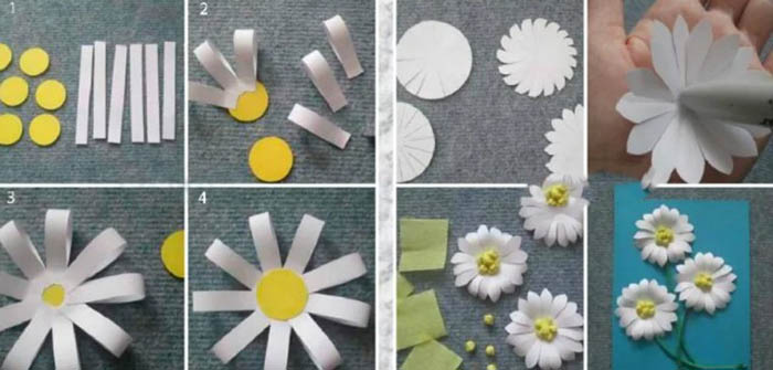 Fiori applicati per la mamma in carta colorata