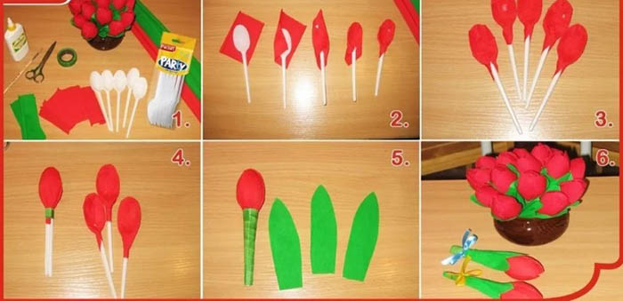 Fiori applicati per la mamma in carta colorata