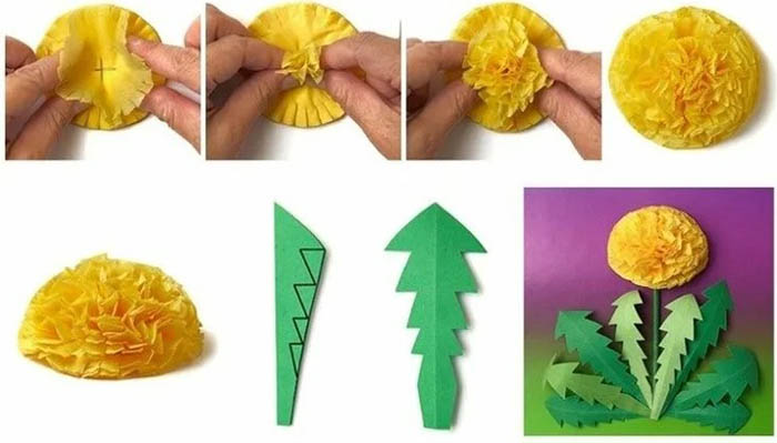 Fiori applicati per la mamma in carta colorata