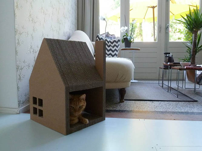 Selbstbaubarer Spielkomplex für Katzen mit Kratzbaum. Zeichnungen