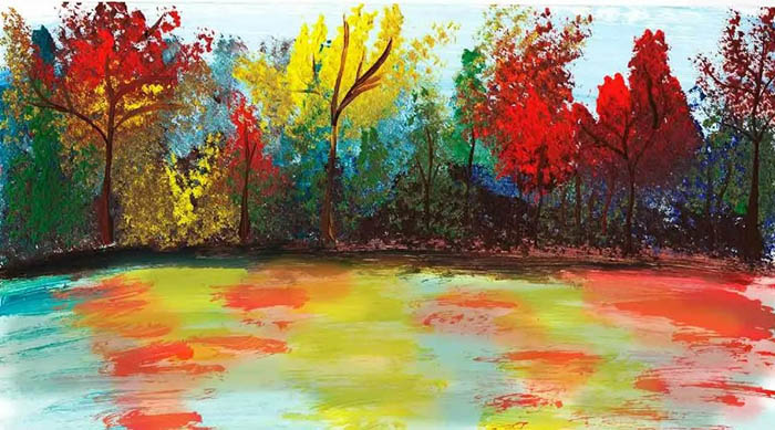 Wie man einen Wald mit Gouache, Farben, Bleistift in der Ferne zeichnet