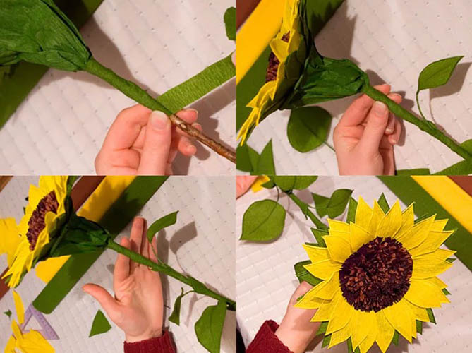 Wie man mit eigenen Händen eine Sonnenblume macht