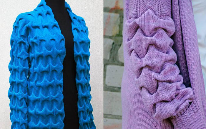Stricken im Cloquet-Stil mit Stricknadeln und Häkeln. Schemata und Beschreibung, Muster