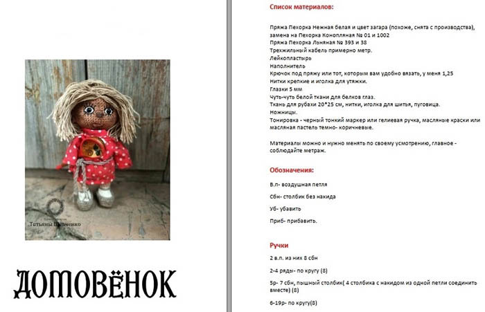 Brownie Kuzya hat gehäkelt. Schema und Beschreibung