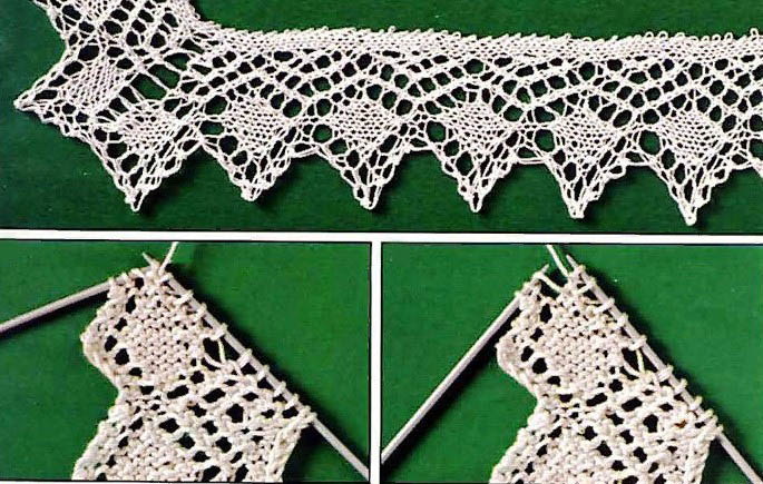 Gestrickte Einfassung für einen Schal. Schema und Beschreibung für Anfänger