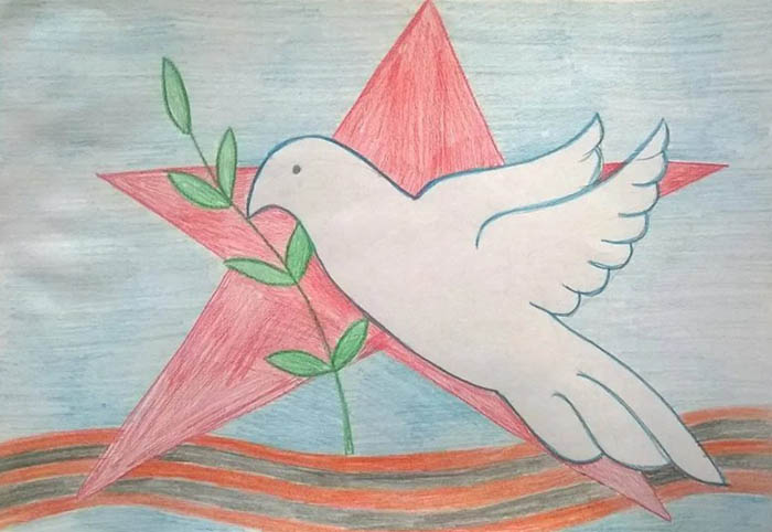 Patriotische Kinder-Bleistiftzeichnung zu einem patriotischen Thema