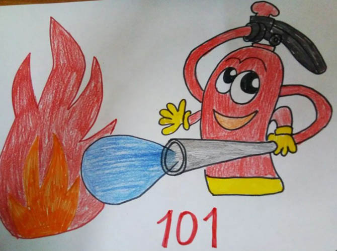 Brandschutz-Bleistiftzeichnung für den Kindergarten