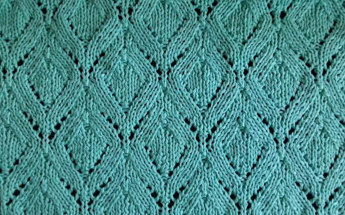 Strickanleitung "Rhombus". Muster und Beschreibungen für Anfänger mit Gesichts-, Linksschlaufen, durchbrochen im Kreis