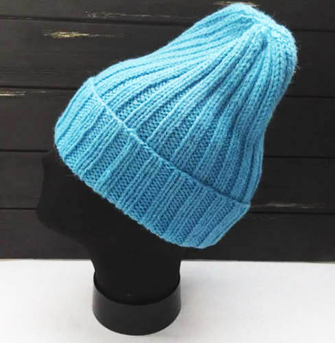 Strickmütze mit Umschlag, Damen Wintermütze. Schema, Beschreibung