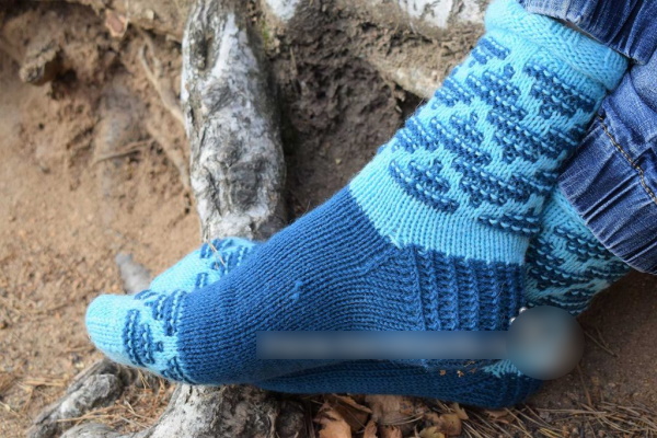Faules Jacquardstricken. Schnittmuster mit Beschreibung für Socken, Fäustlinge, Hausschuhe, Füßlinge