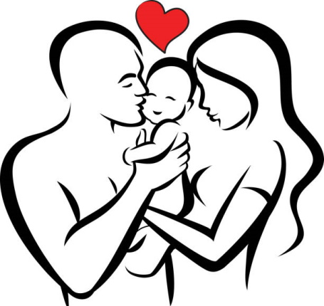 Zeichnung einer Familie von 3-4-5 Personen für ein Kind mit Bleistift