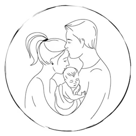 Zeichnung einer Familie von 3-4-5 Personen für ein Kind mit Bleistift
