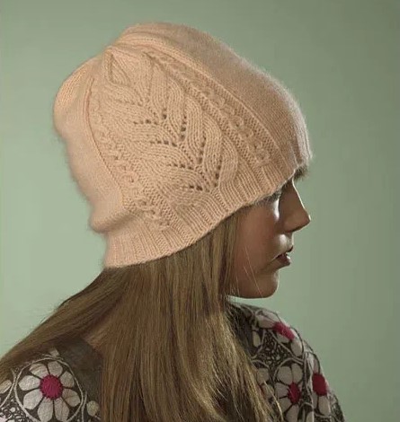 Angoramützen für Damen gestrickt. Beschreibung, Strickmuster