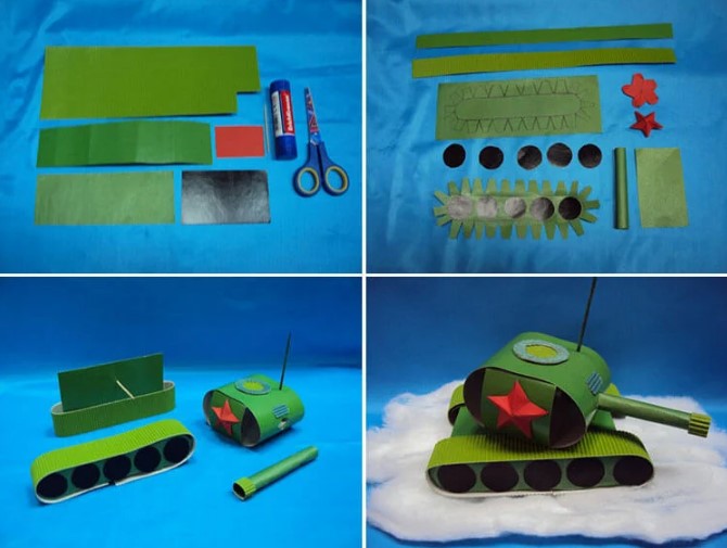 DIY-Papptank. Schnittmuster mit Größenangaben für Anfänger