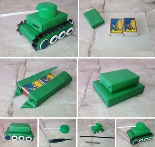 DIY-Papptank. Schnittmuster mit Größenangaben für Anfänger
