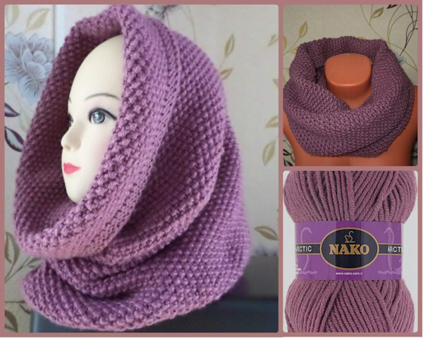 Mit Nadeln gestrickter Damen-Schlauchschal. Maße, Diagramme, Beschreibung