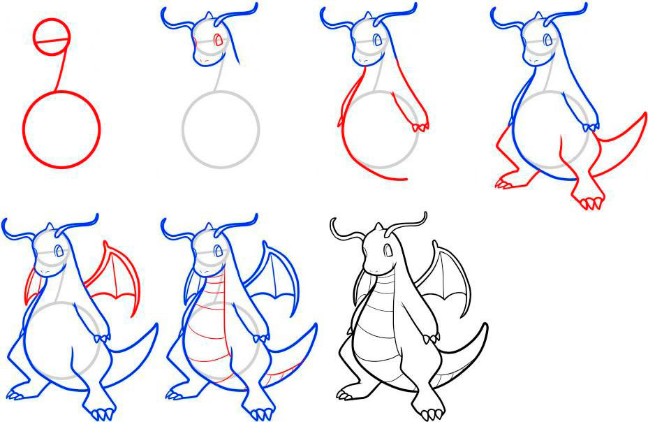 Lass uns einen Drachen zeichnen! 60 Zeichnungen für Kinder einfach, leicht Bleistift