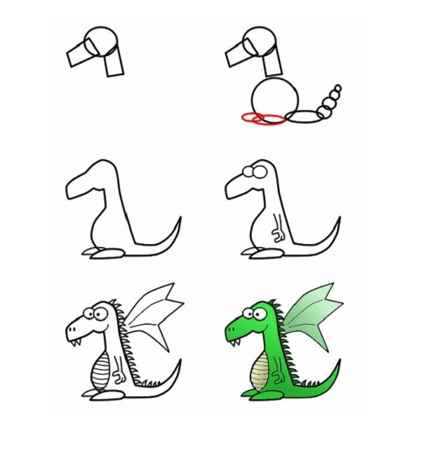 Lass uns einen Drachen zeichnen! 60 Zeichnungen für Kinder einfach, leicht Bleistift