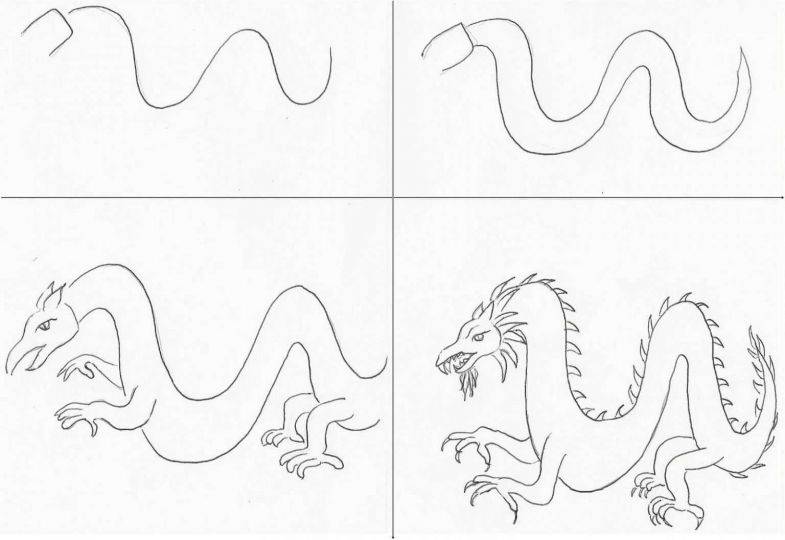 Lass uns einen Drachen zeichnen! 60 Zeichnungen für Kinder einfach, leicht Bleistift