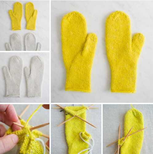 Indianerkeil für den Daumen mit Stricknadeln. Schema