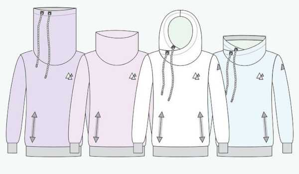 Kapuze für Sweatshirt (Hoodie). Schnittmuster, Überlappungskonstruktion, Nähen