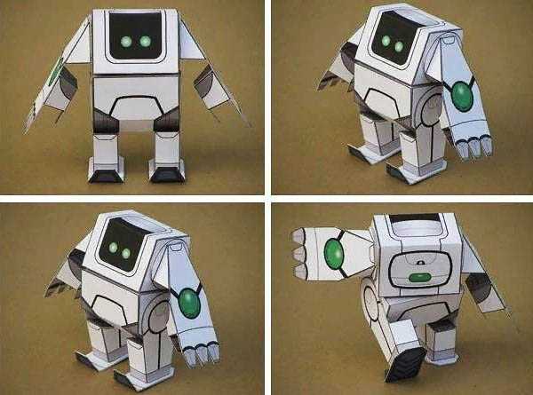 DIY-Papierroboter. Schemata, Vorlagen