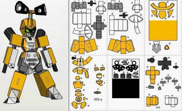 DIY-Papierroboter. Schemata, Vorlagen