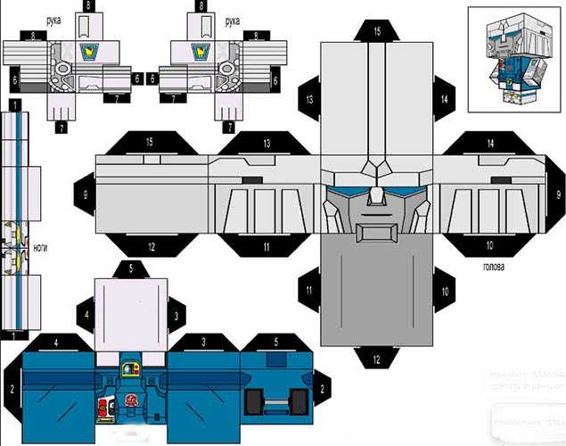DIY-Papierroboter. Schemata, Vorlagen