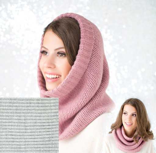 Damen-Wintermütze aus Strick für ein rundes Gesicht. Foto