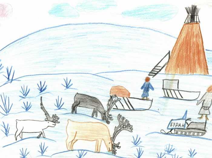 Tundra-Zeichnung für Kinder der 4. Klasse Die Welt um uns herum