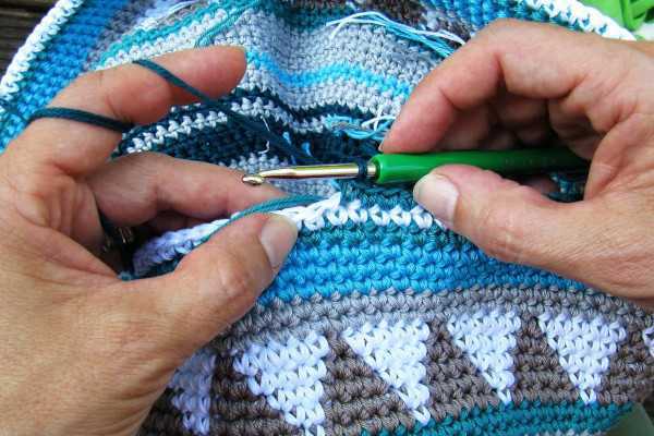 Jacquardhäkeln für Anfänger. Muster, Beschreibung im Kreis, in Ziegelhäkeltechnik, in Drehreihen