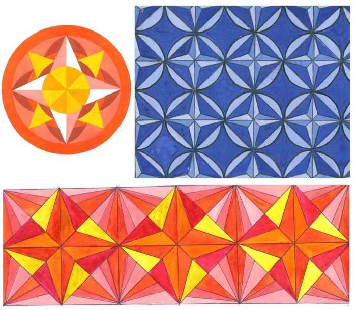 Ornament aus geometrischen Formen. 80 Muster