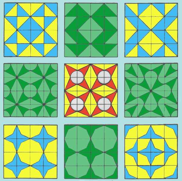 Ornament aus geometrischen Formen. 80 Muster