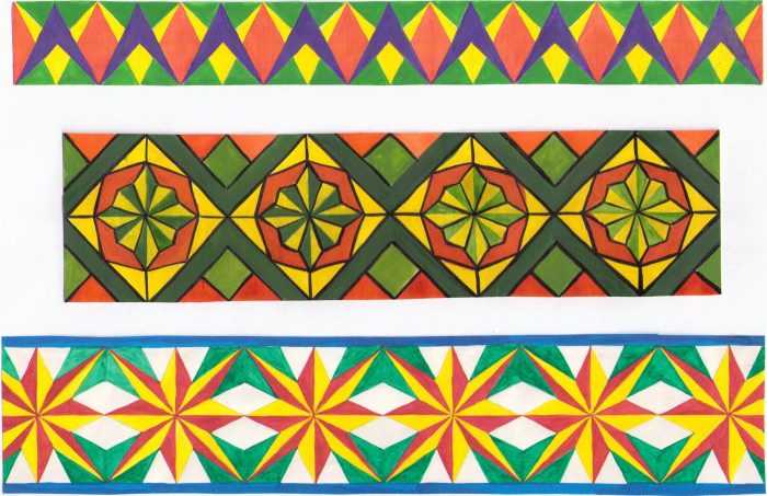Ornament aus geometrischen Formen. 80 Muster
