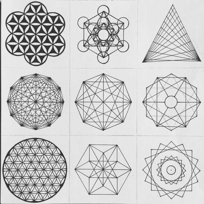 Ornament aus geometrischen Formen. 80 Muster