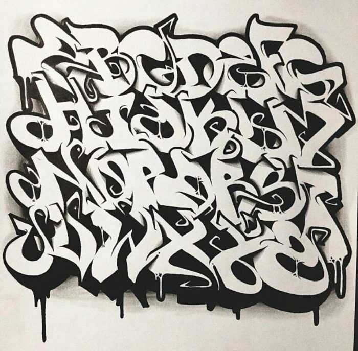 Graffiti-Alphabet in russischer Sprache, 80 Fotos