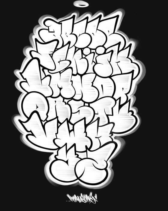 Graffiti-Alphabet in russischer Sprache, 80 Fotos