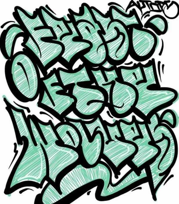 Graffiti-Alphabet in russischer Sprache, 80 Fotos