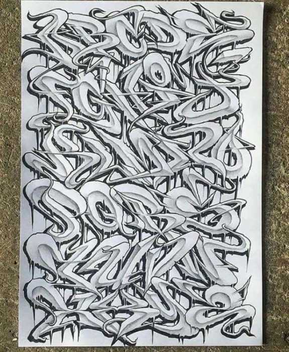 Graffiti-Alphabet in russischer Sprache, 80 Fotos