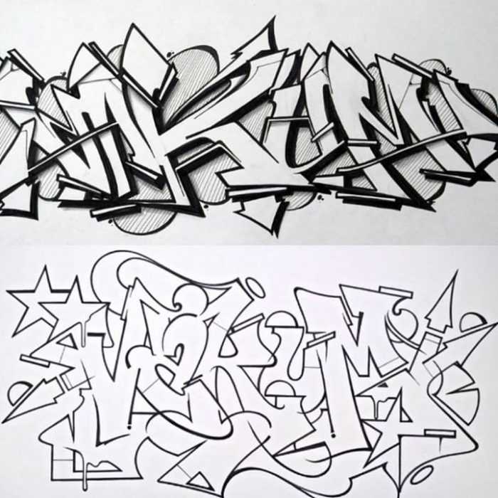 Graffiti-Alphabet in russischer Sprache, 80 Fotos