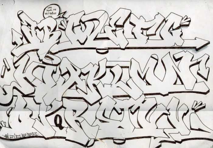 Graffiti-Alphabet in russischer Sprache, 80 Fotos