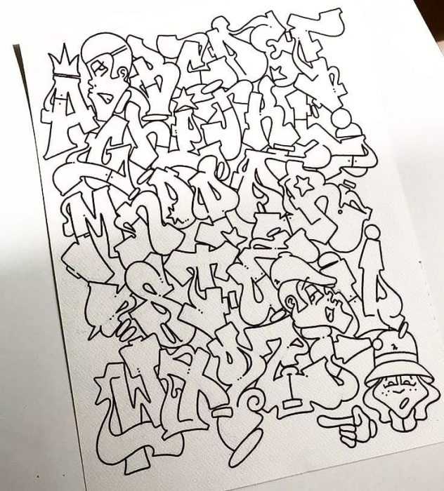 Graffiti-Alphabet in russischer Sprache, 80 Fotos