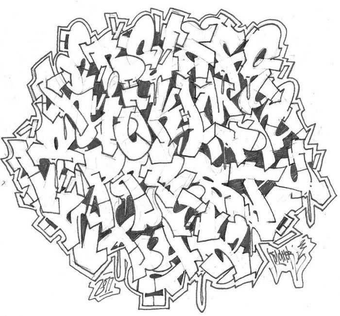 Graffiti-Alphabet in russischer Sprache, 80 Fotos