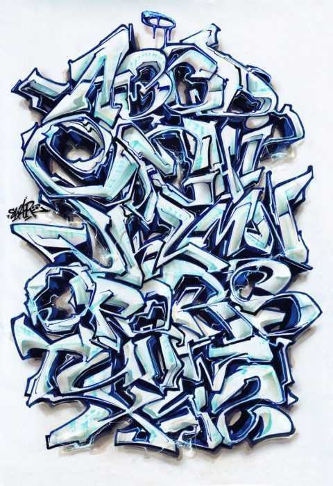 Graffiti-Alphabet in russischer Sprache, 80 Fotos