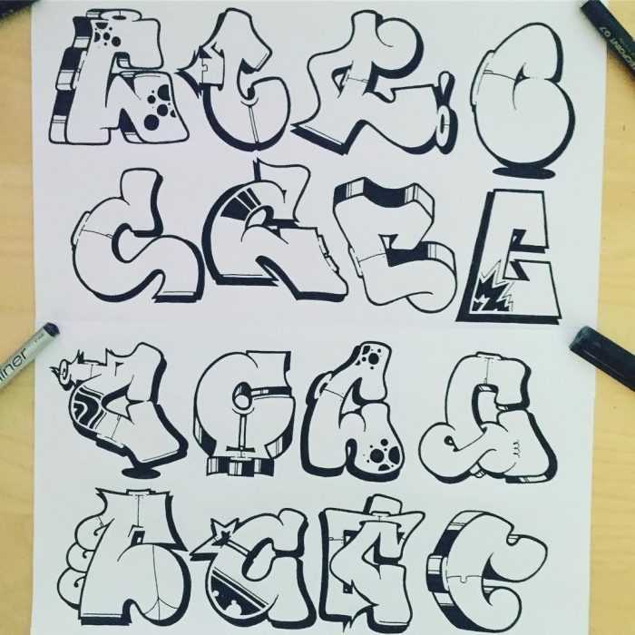 Graffiti-Alphabet in russischer Sprache, 80 Fotos