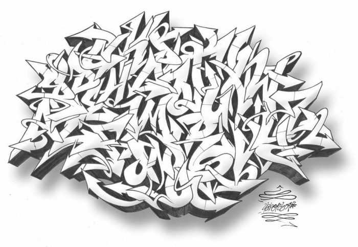 Graffiti-Alphabet in russischer Sprache, 80 Fotos