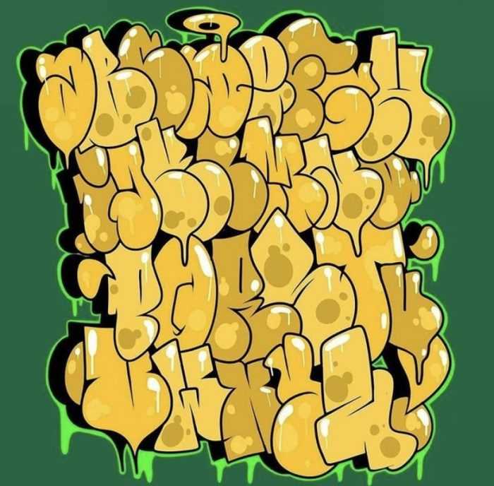 Graffiti-Alphabet in russischer Sprache, 80 Fotos
